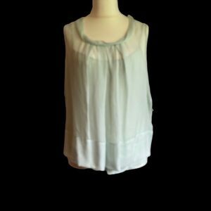 0187 DKNY Pale Mint Green Silk Sleeveless Blouse with Matching Cami Size 14 New